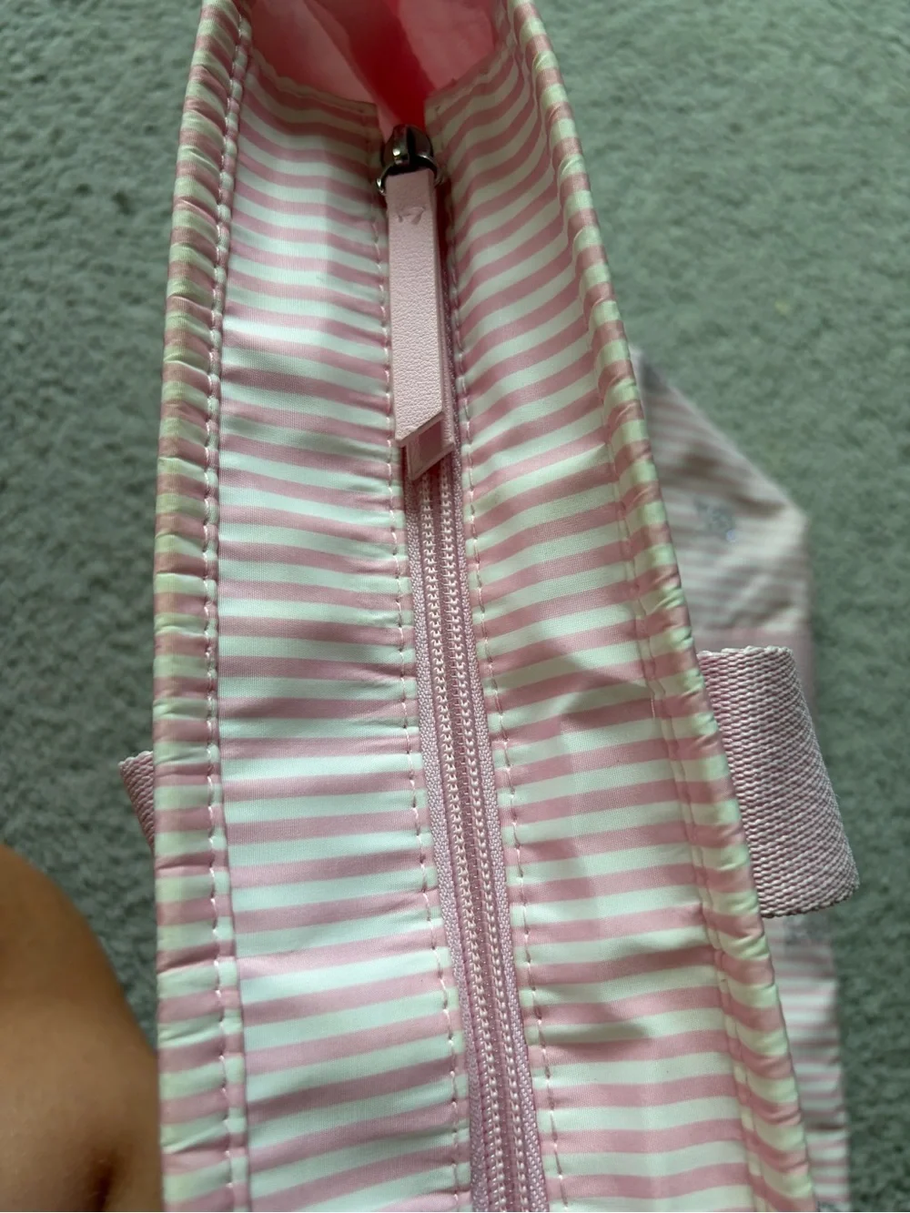 Victoria's Secret Pink Striped Tote with Cat Embroidery